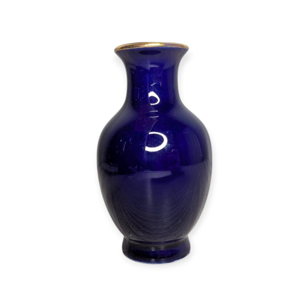 Vintage Blue Floral & Bird Glazed Porcelain Made in Japan Small Bud Vase - Picture 3 of 8
